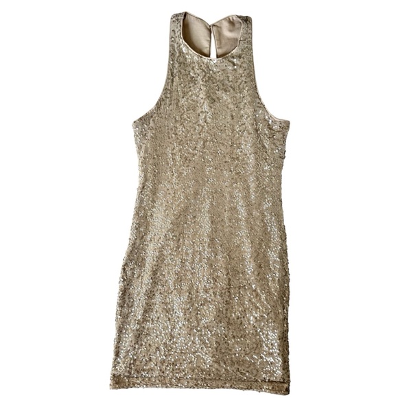 Hollister Gold Sequin Sheath Cocktail Party or Night Out Dress Size Small - Picture 3 of 9